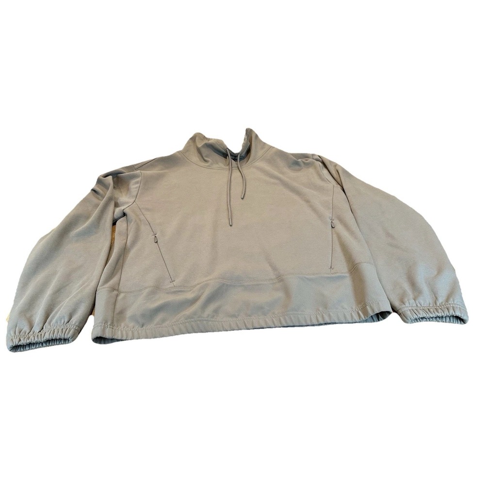 Athleta Womens Sweatshirt Pullover Tan Fleece Lined Funnel Neck Size M